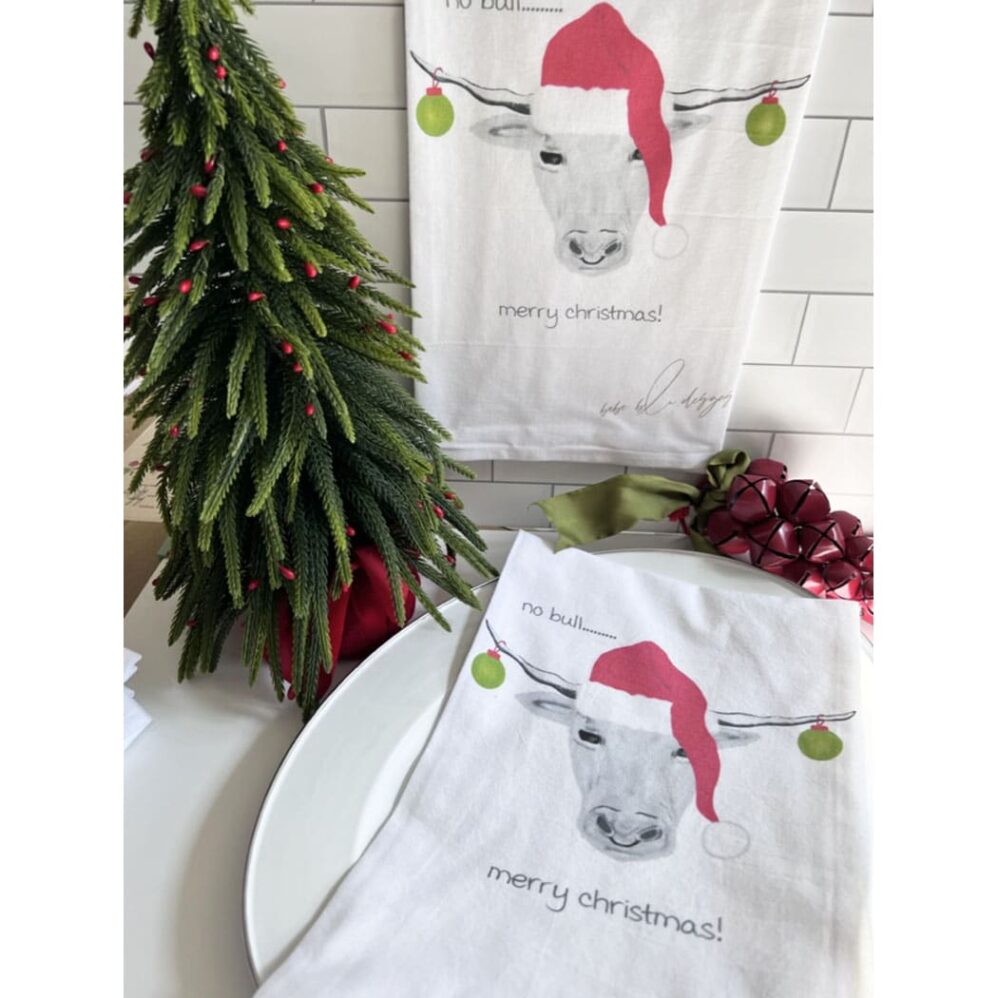 No Bull Merry Christmas Flour Sack Towel