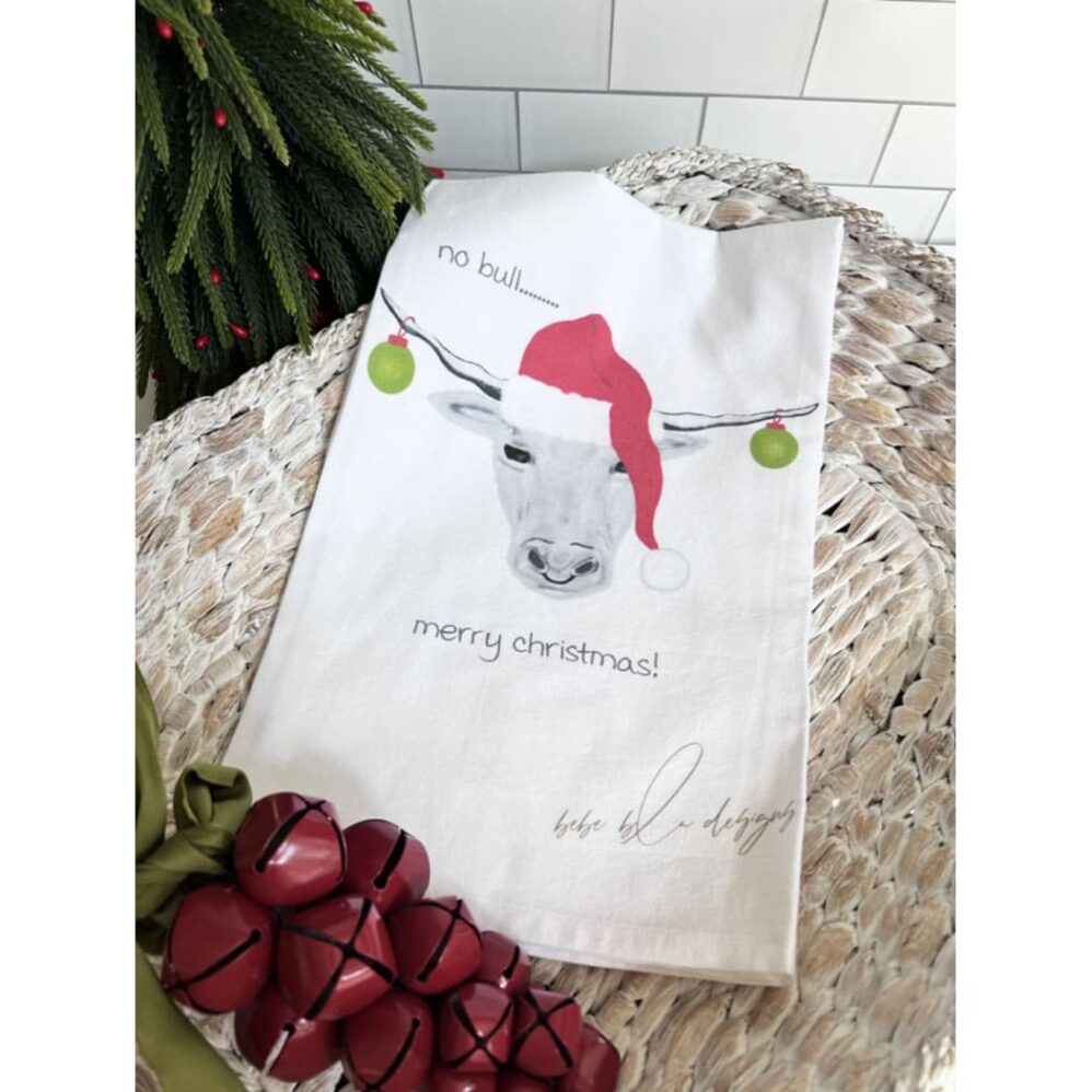 no bull merry christmas flour sack towel