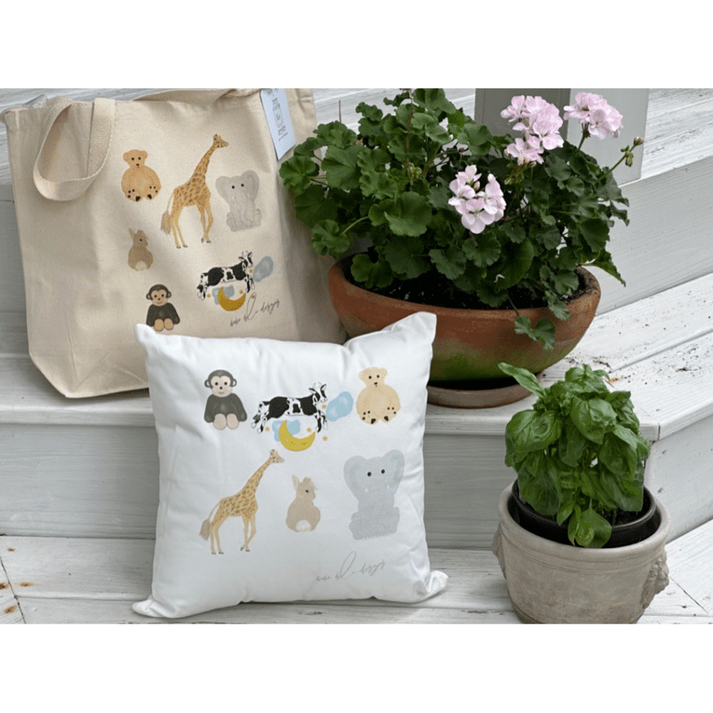 nursery pillow and tote