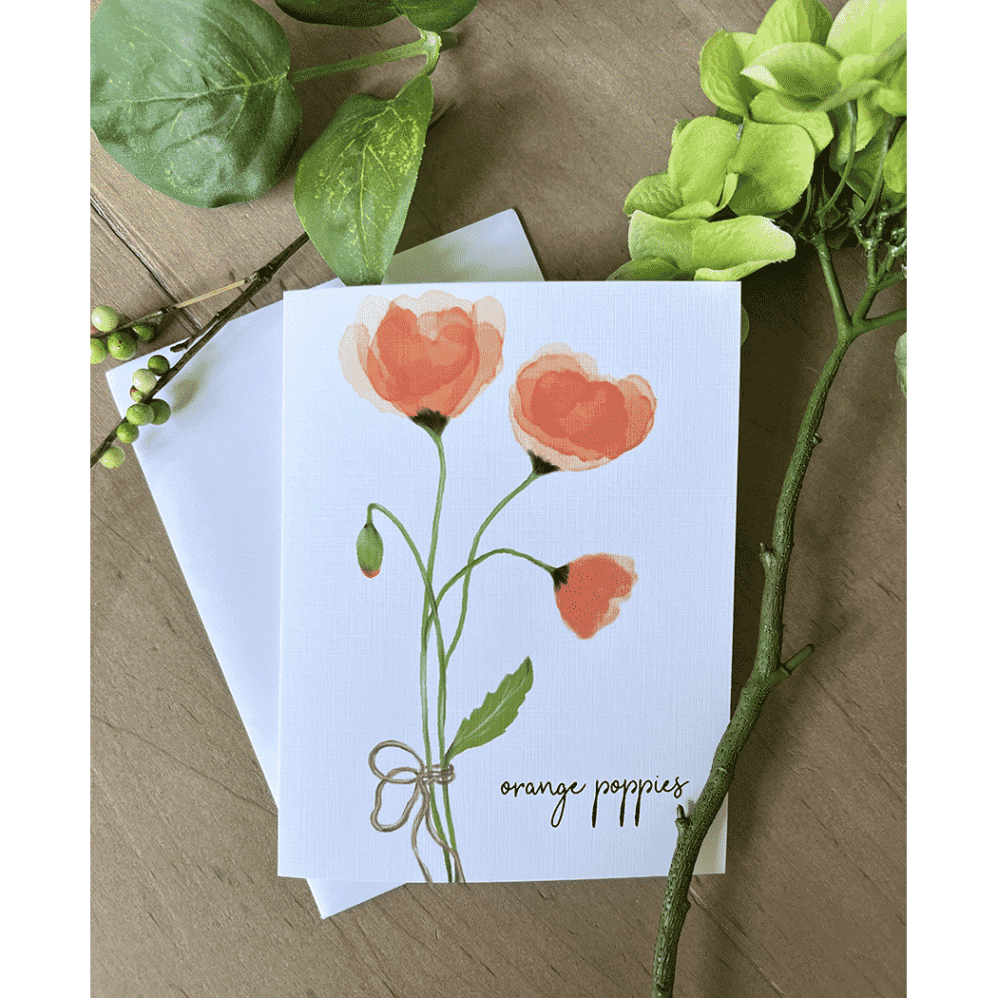 orange poppies note cards