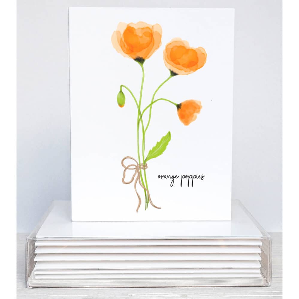 orange poppies note card