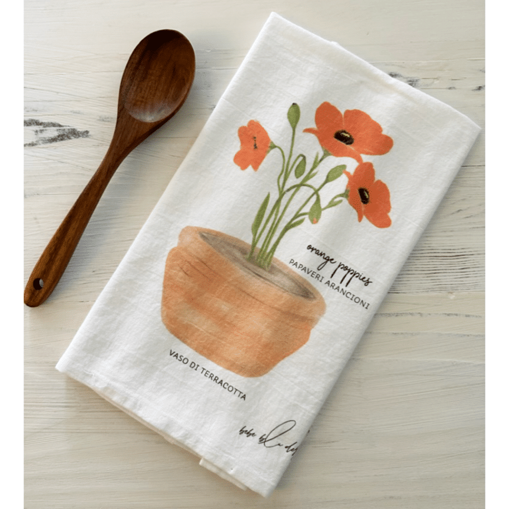 orange poppies papaveri flour sack towel