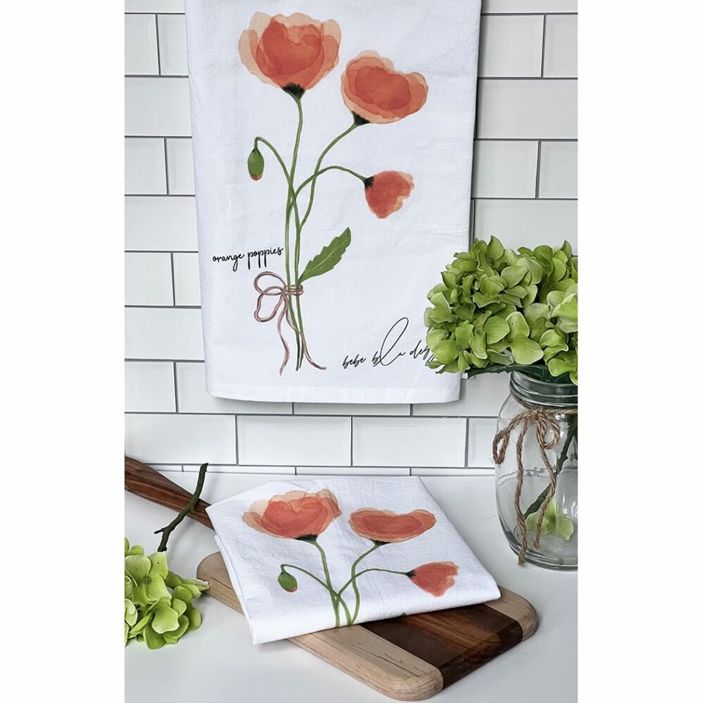 Orange Poppies Flour Sack Towel