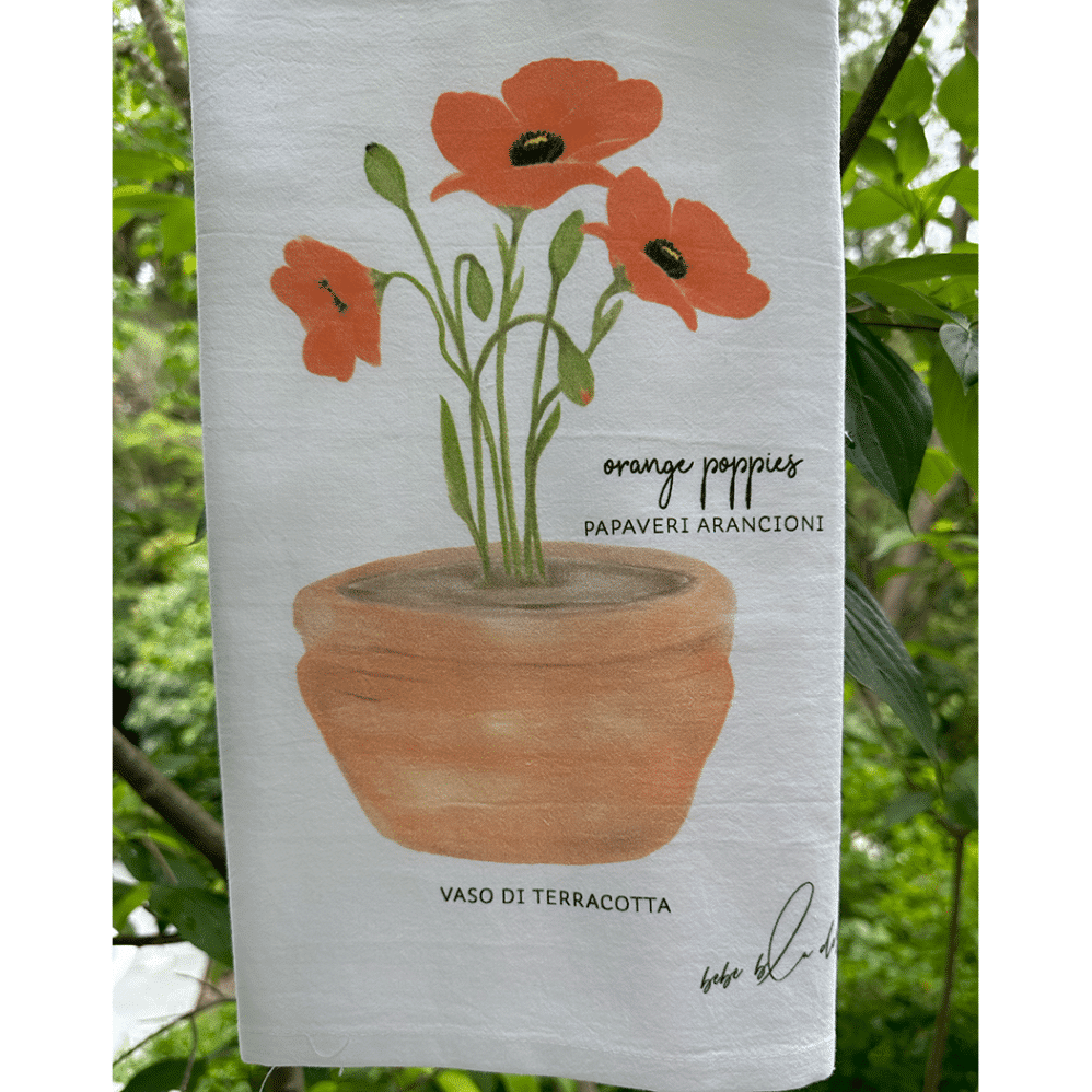 orange poppies papaveri flour sack towel