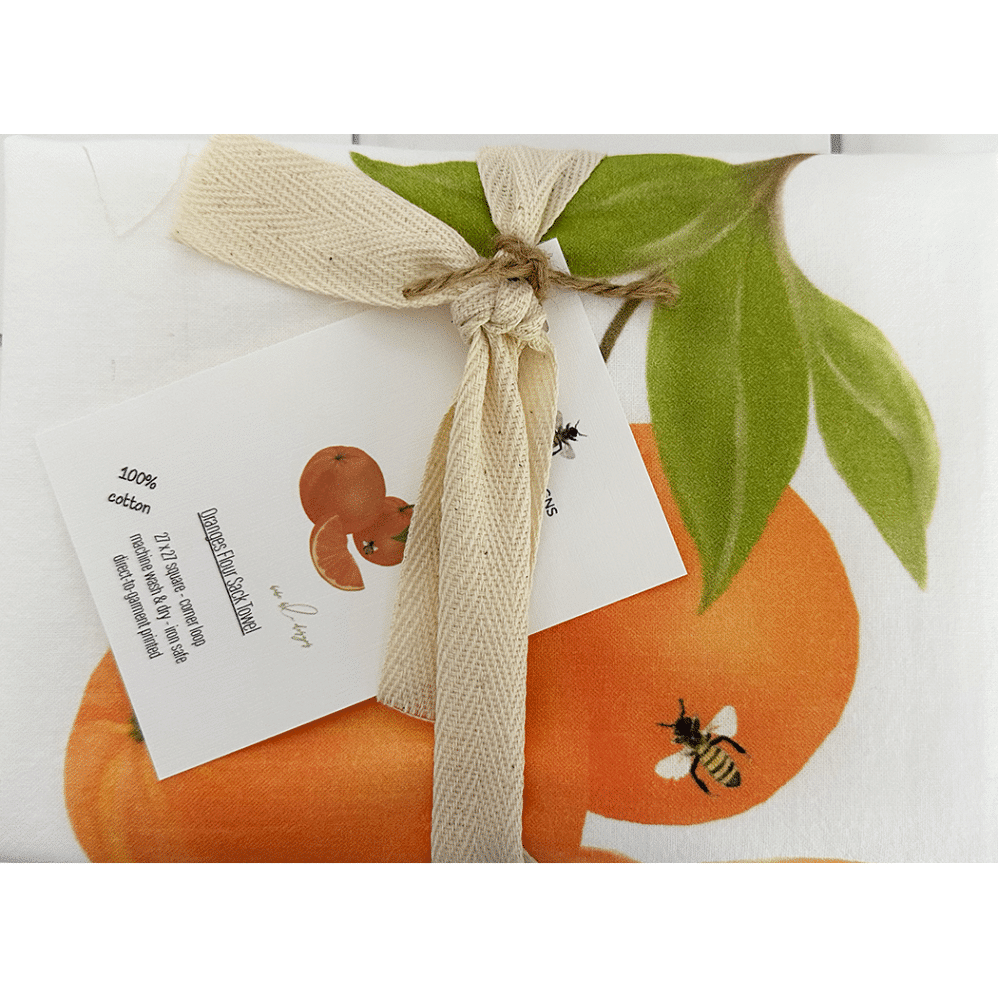 oranges flour sack towel wrapped