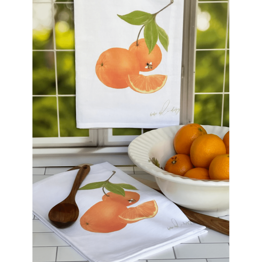 oranges flour sack towel