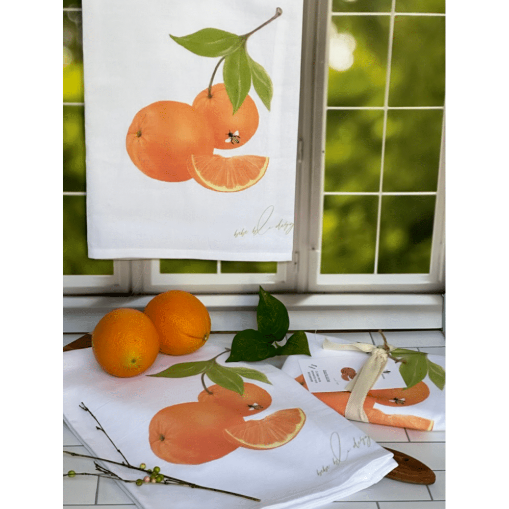 oranges flour sack towel