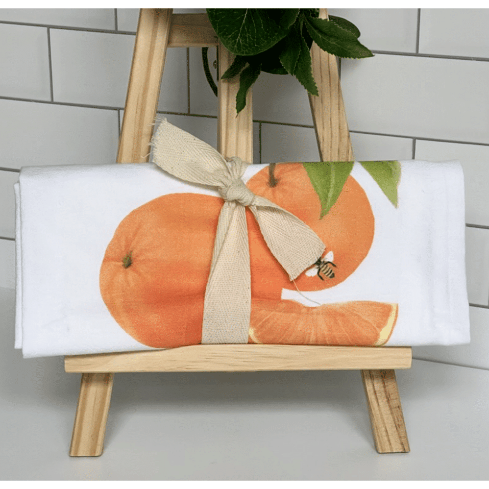 oranges flour sack towel wrapped