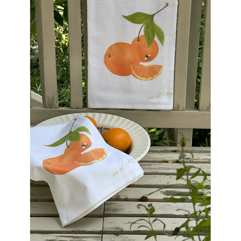 oranges flour sack towel