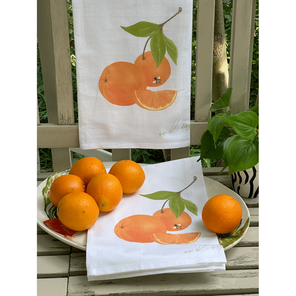 oranges flour sack towel