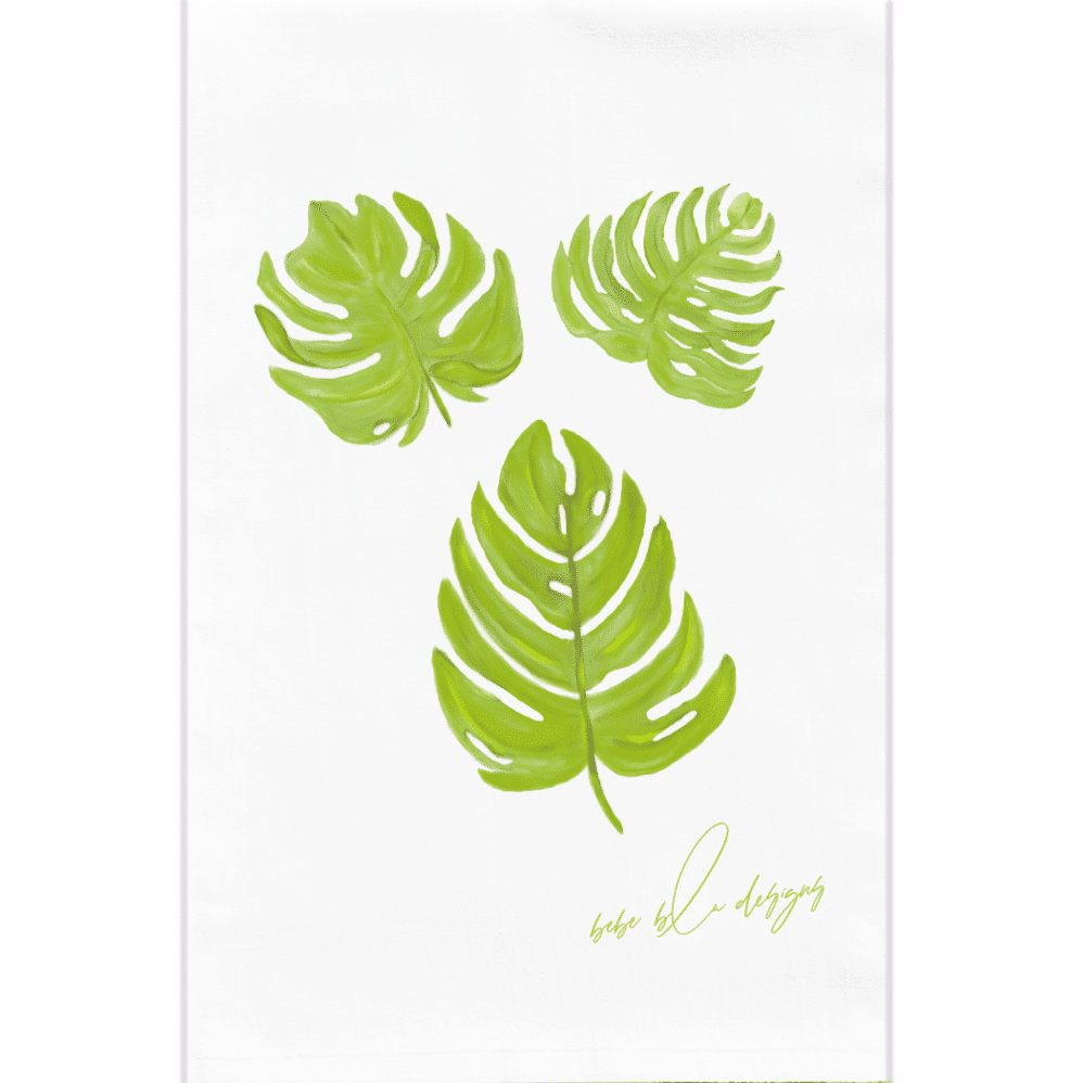 palm leaves flour sack towel