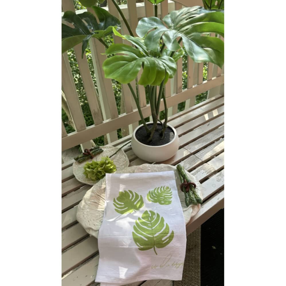 palm leaves flour sack towel