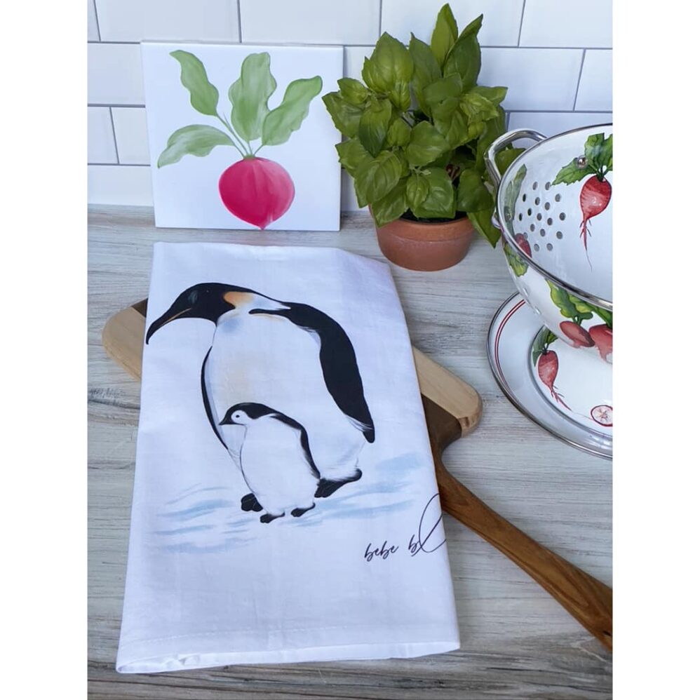 penguin and chick flour sack towel