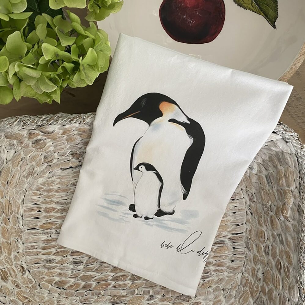 penguin & baby flour sack towel