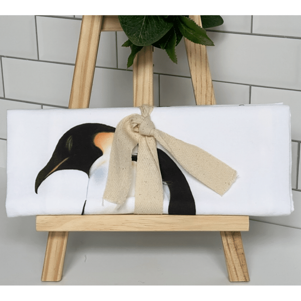 penguin flour sack towel wrapped