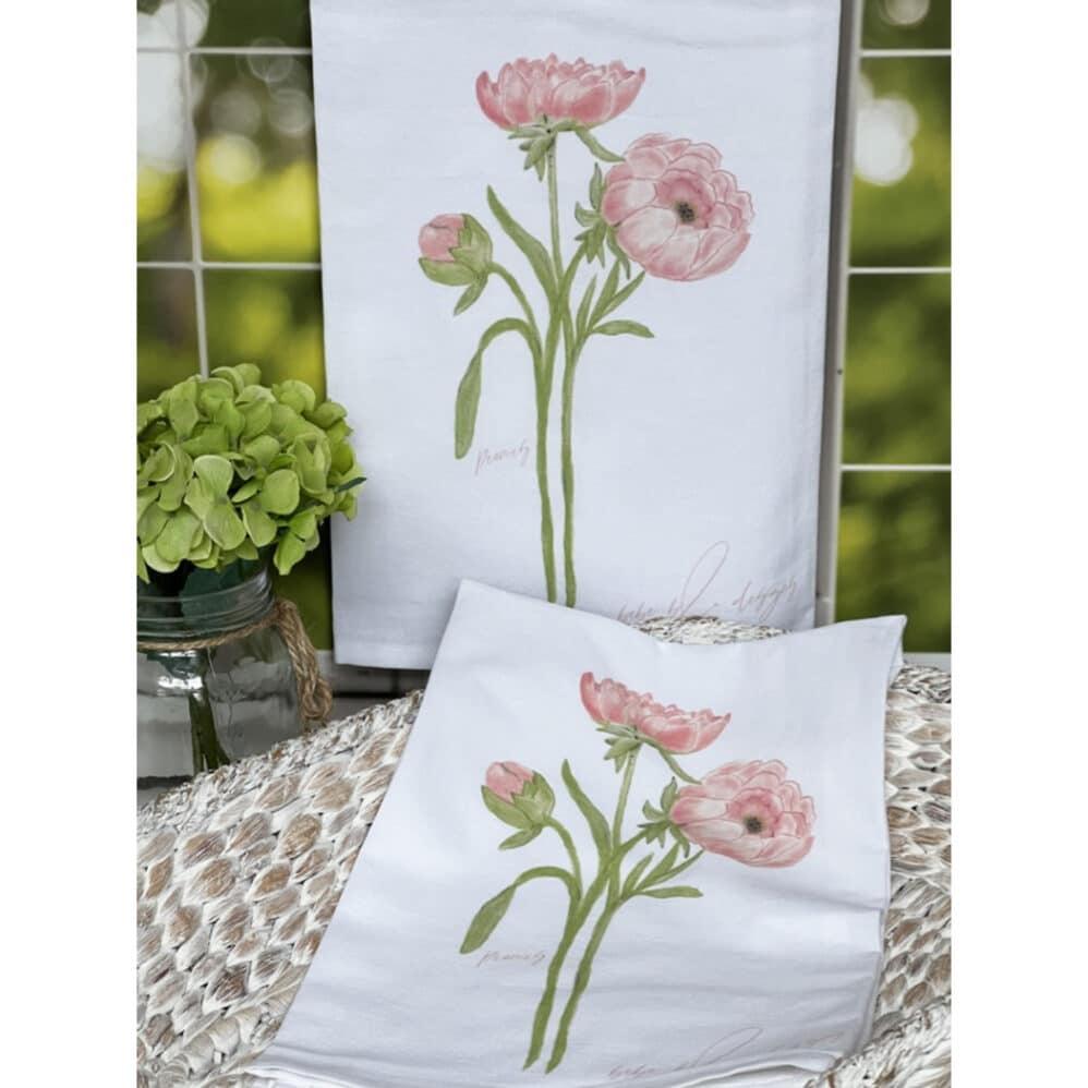 peony flour sack towel