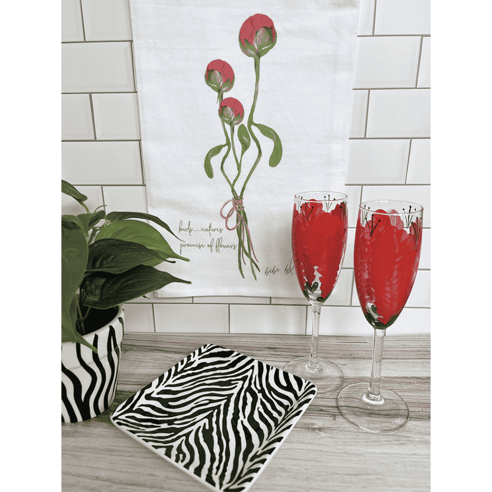 Peony Buds Flour Sack Towel