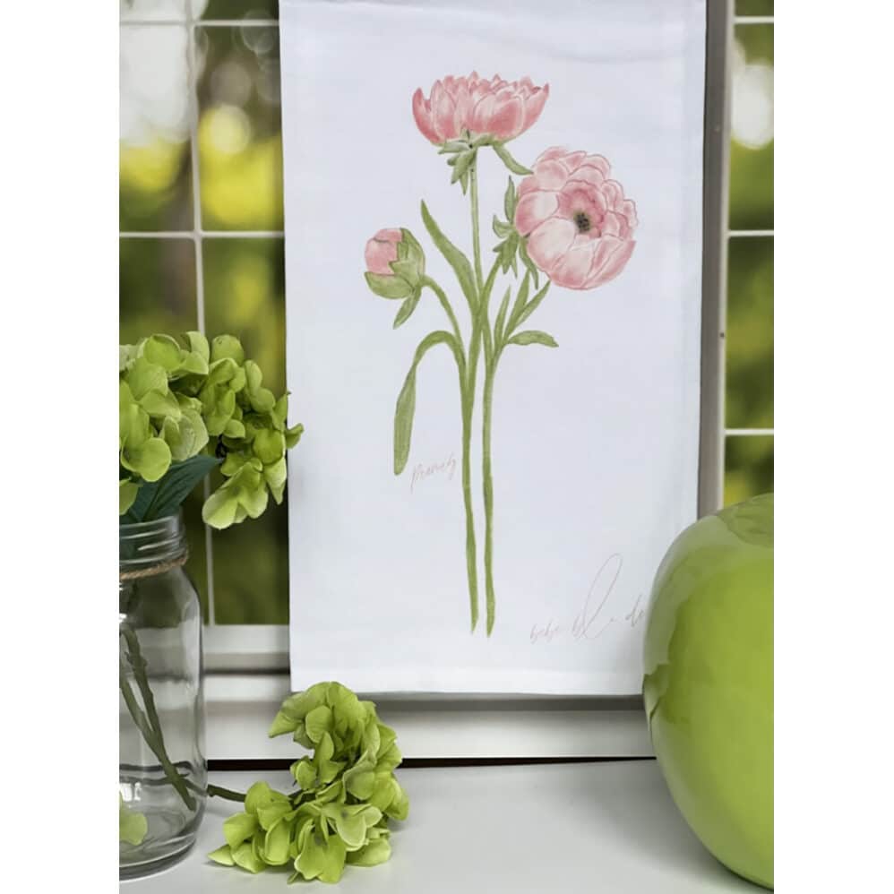 peony flour sack towel