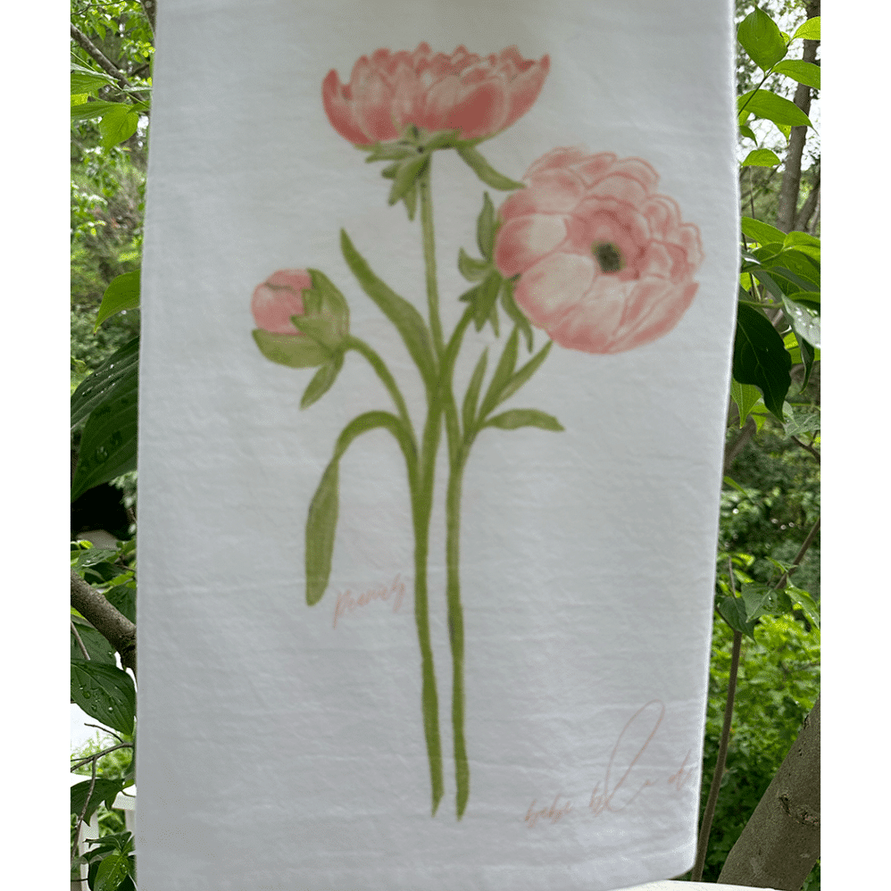 peony flour sack towel