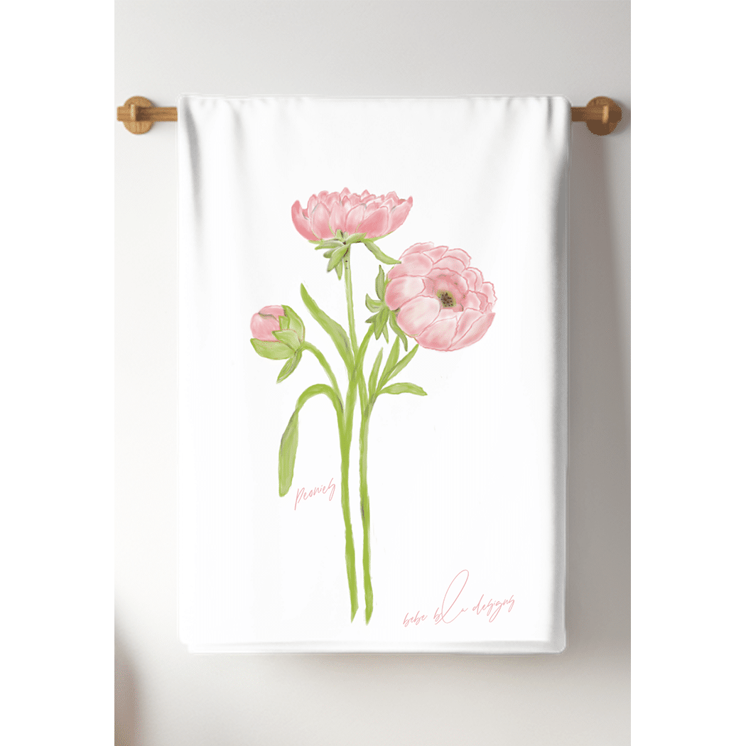 peony tea towel