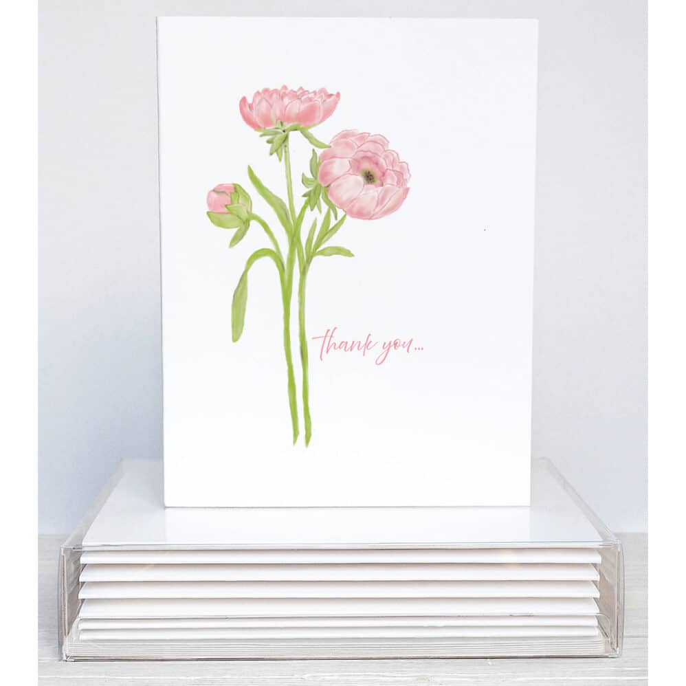 peony thank you note card