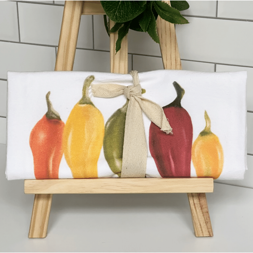 peppers flour sack towel wrapped