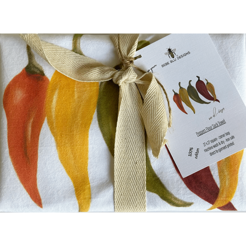 peppers flour sack towel wrapped