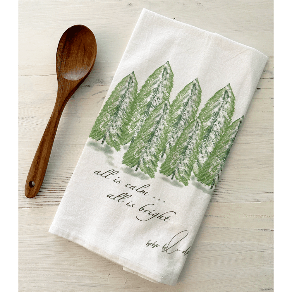 pine forest all is calm flour sack towel