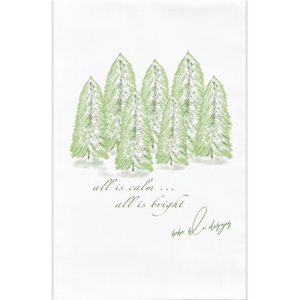 pine forest all is calm flour sack towel