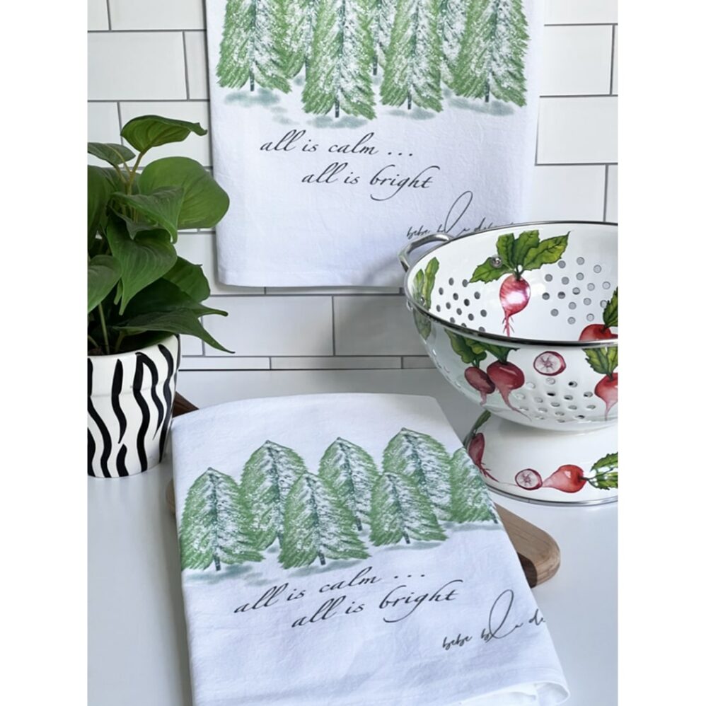 pine forest all is calm flour sack towel