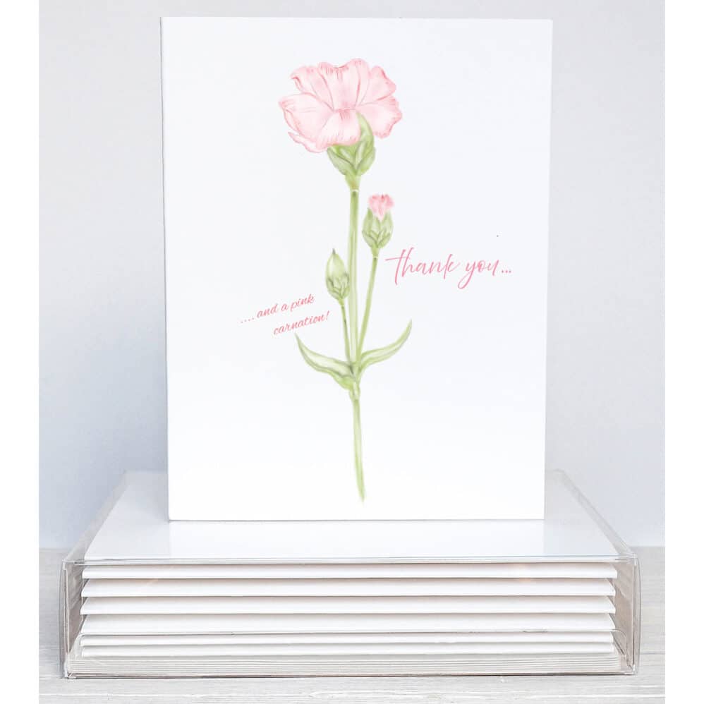 pink carnation note card
