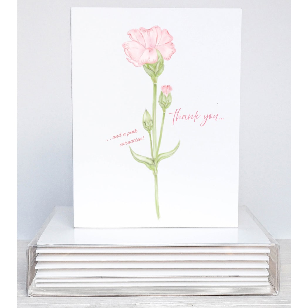 pink carnation note card