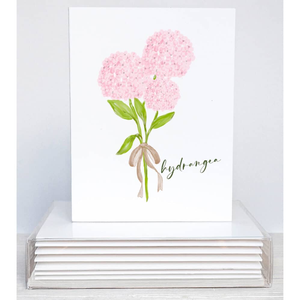 pink hydrangea note cards