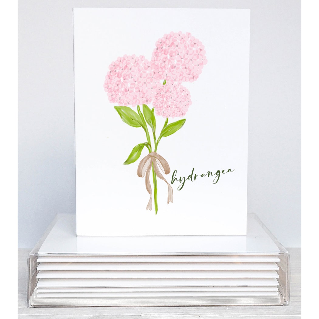 pink hydrangea note cards