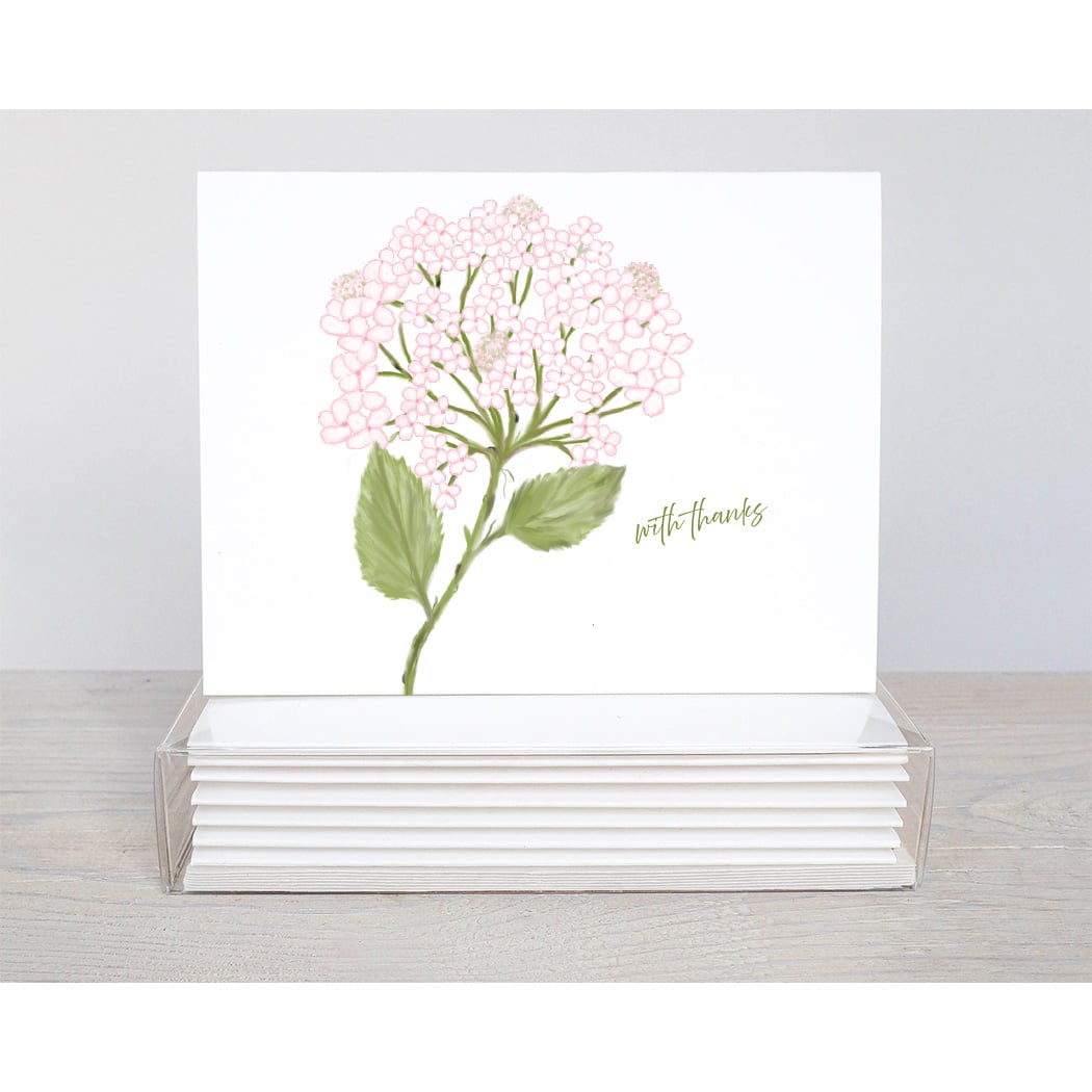 pink hydrangea thank you note card
