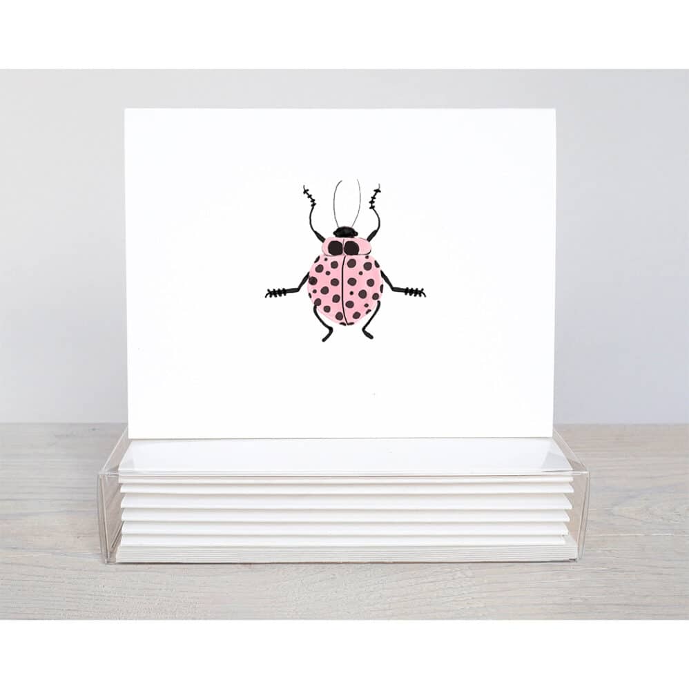 pink ladybug note cards