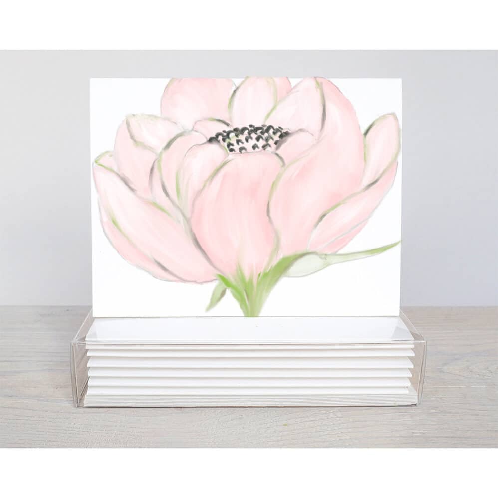 pink peony note cards