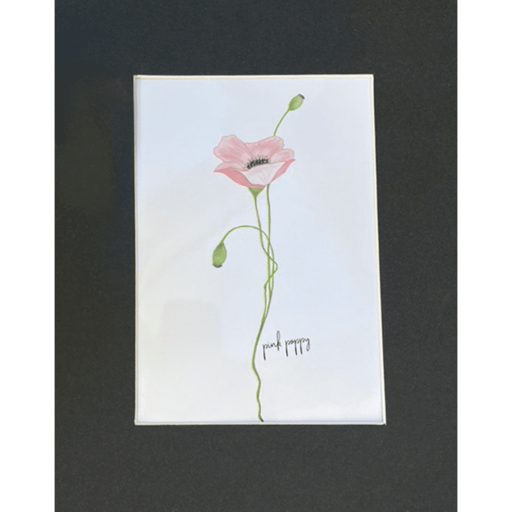 pink poppy matted print