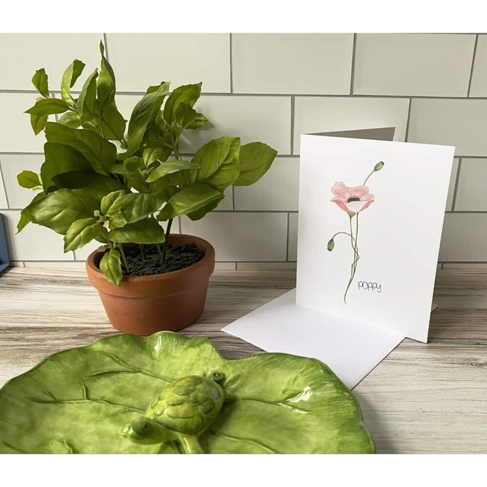pink poppy note cards