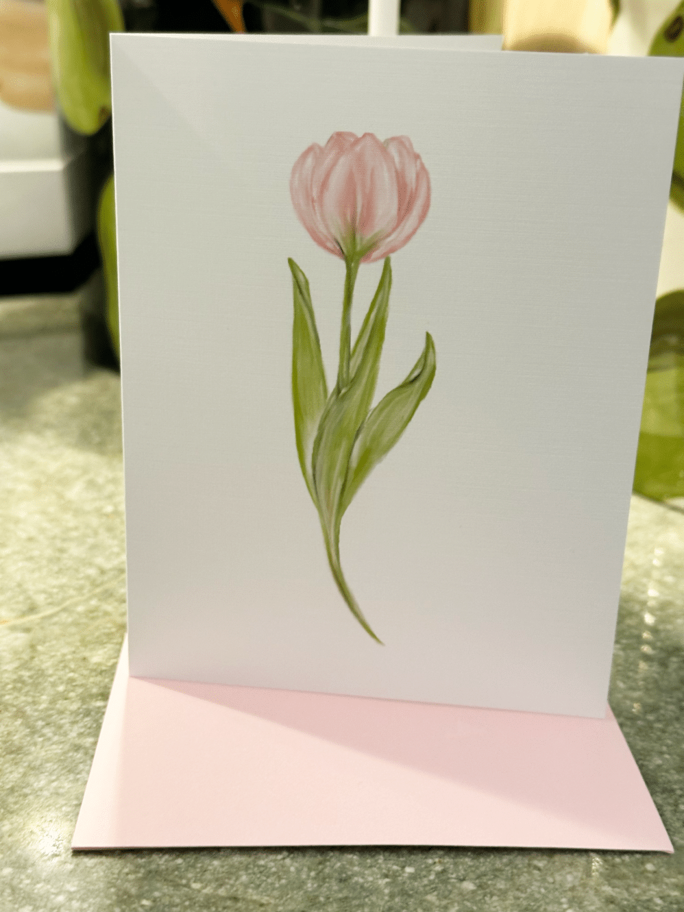 pink tulip note card