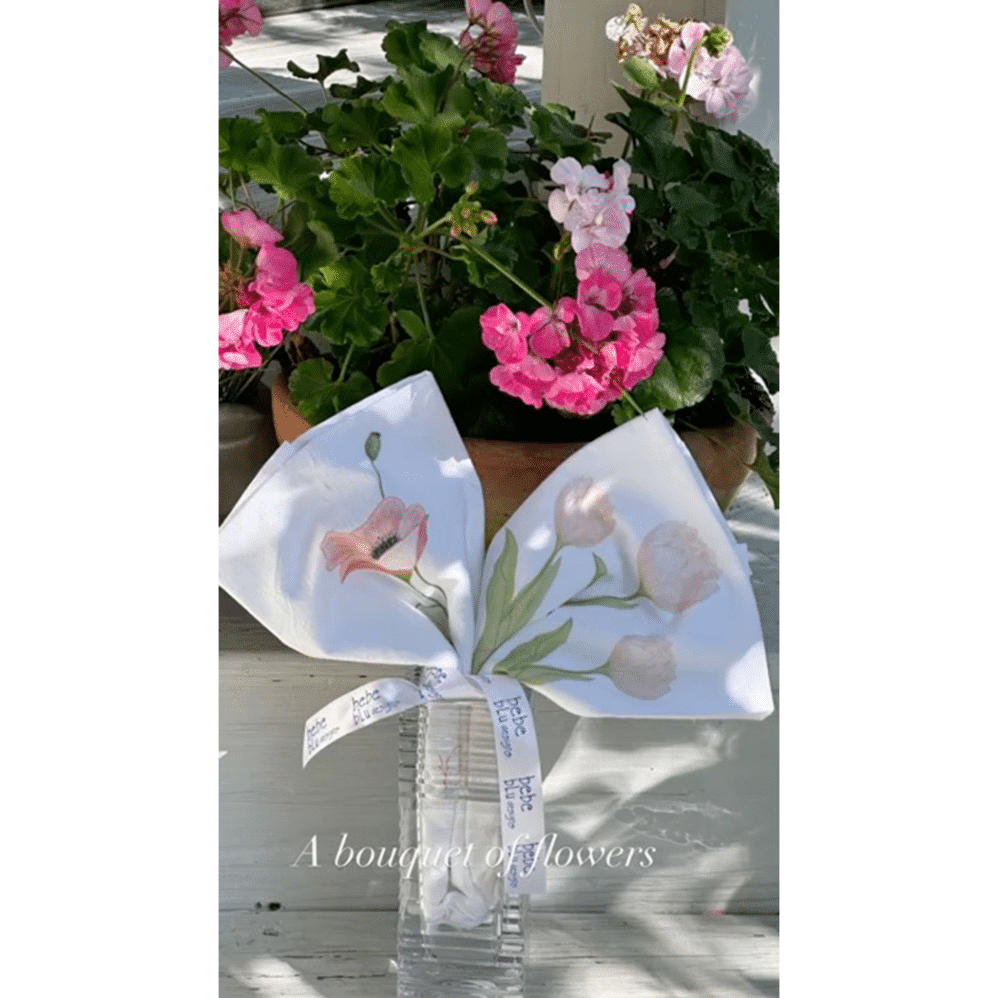 pink tulips and pink poppy flour sack towels