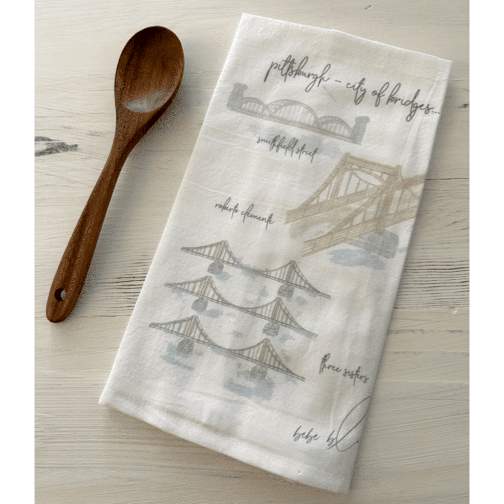 pittsburgh city of bridges flour sack towel