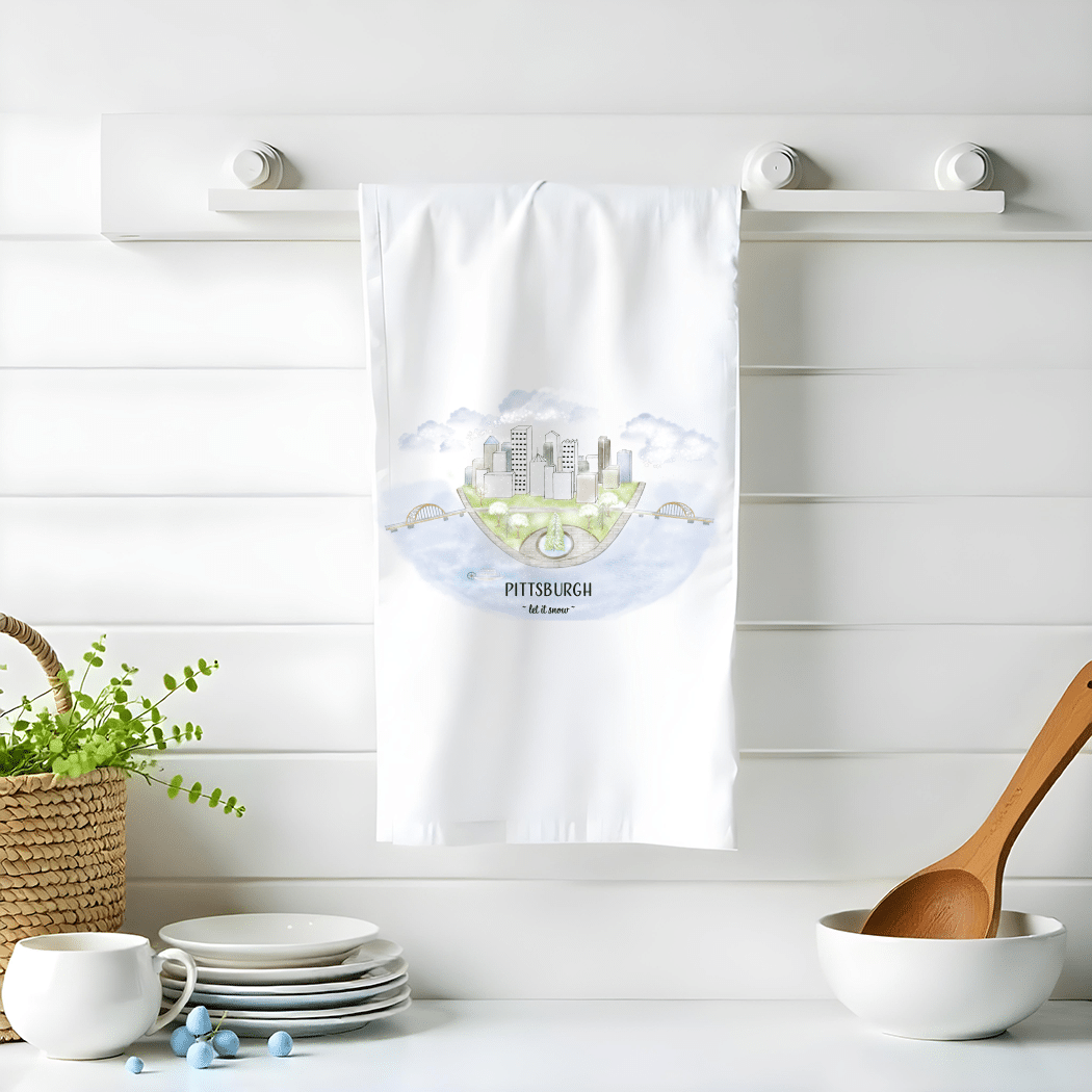 pittsburgh skyline towel kitchen