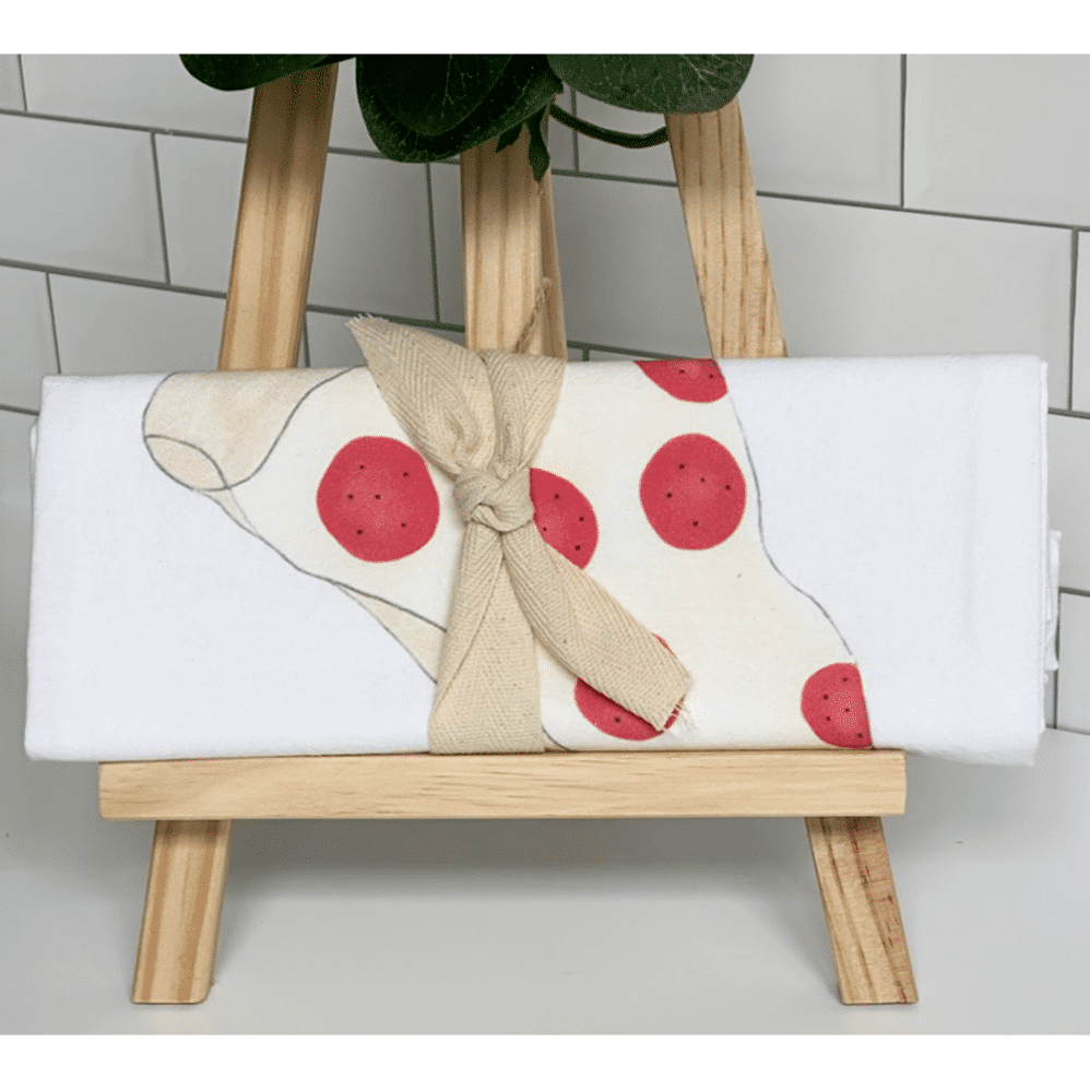 pizza flour sack towel wrapped