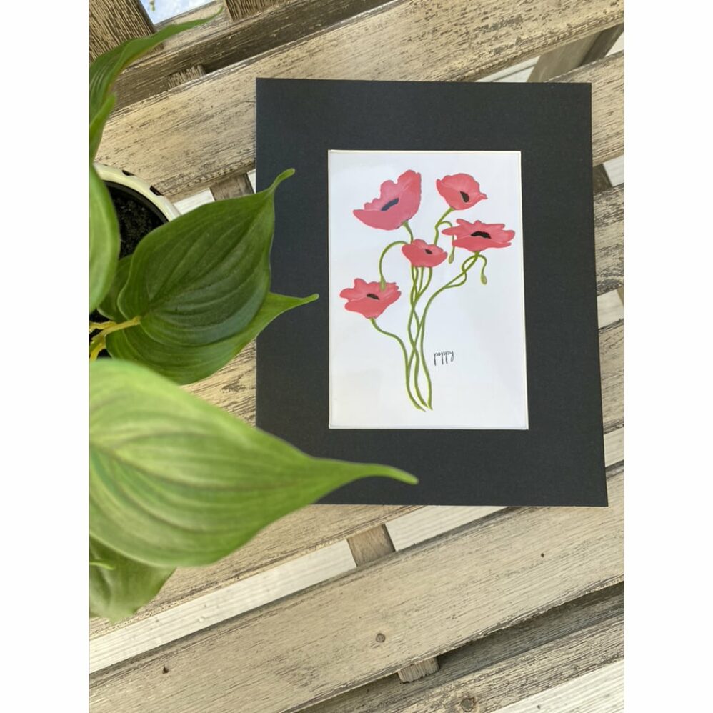 poppy matted print