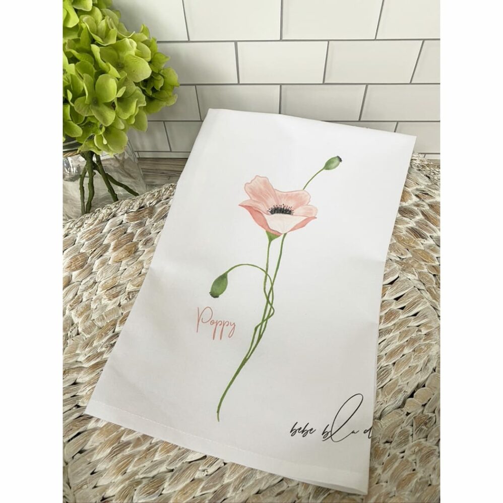 poppy pink flour sack towel