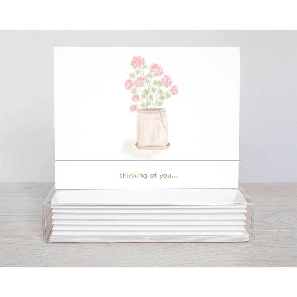 pot of geraniums thinking of you card