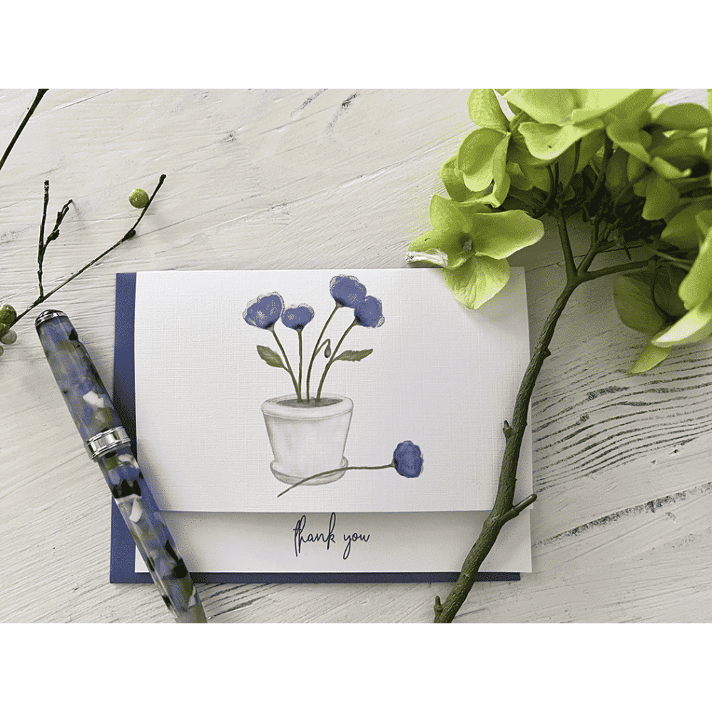 poppies thank you note cards