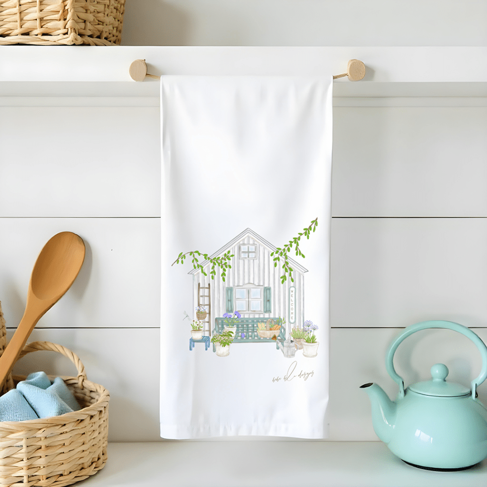 potting shed flour sack tea towel