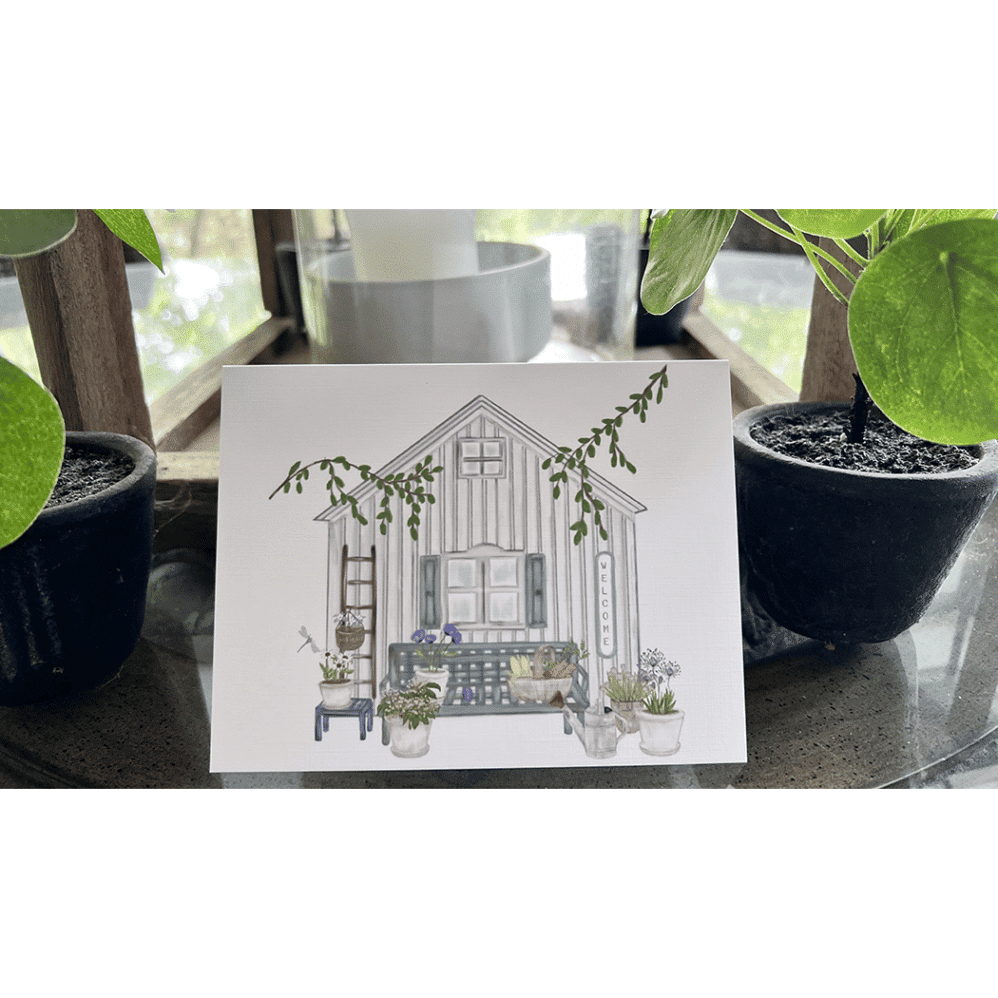 potting shed welcome note card